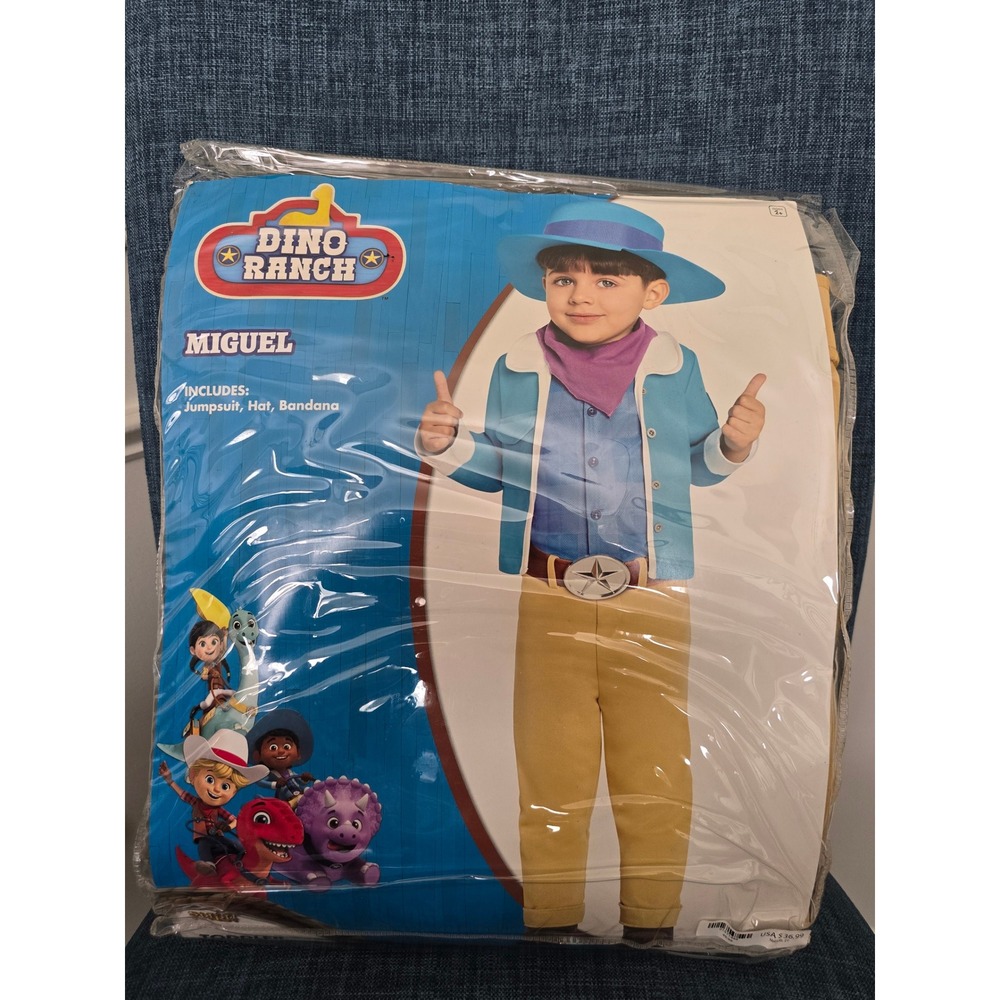 Spirit Halloween Dino Ranch Miguel Costume Toddler 2T Jumpsuit Hat Bandana 2335
